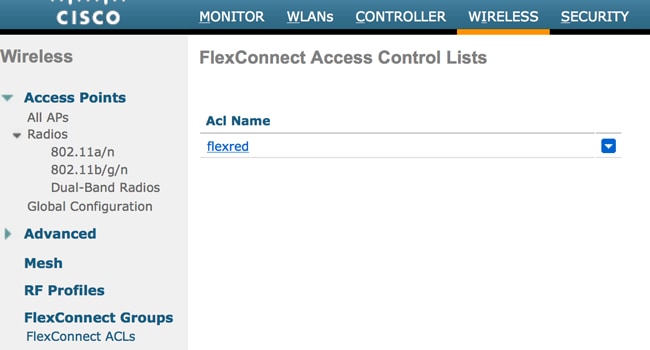 建立名為Flexred的FlexConnect ACL