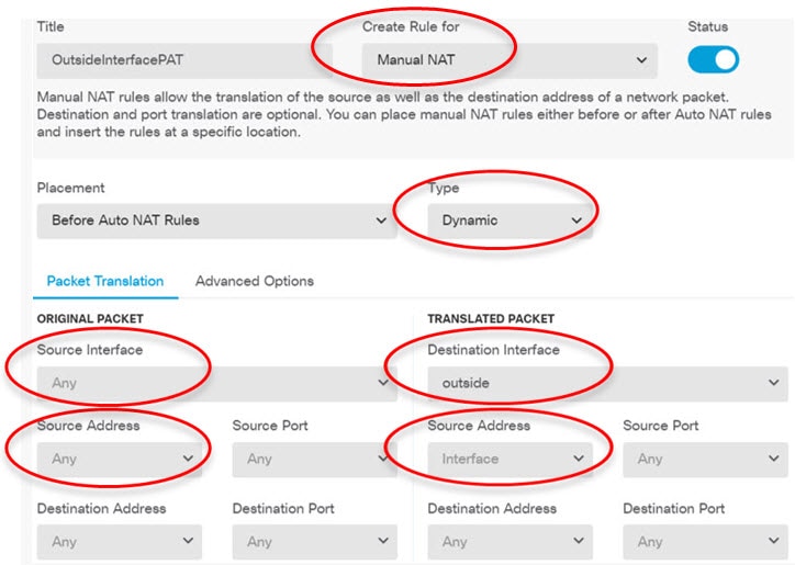 NAT rule for interface PAT.