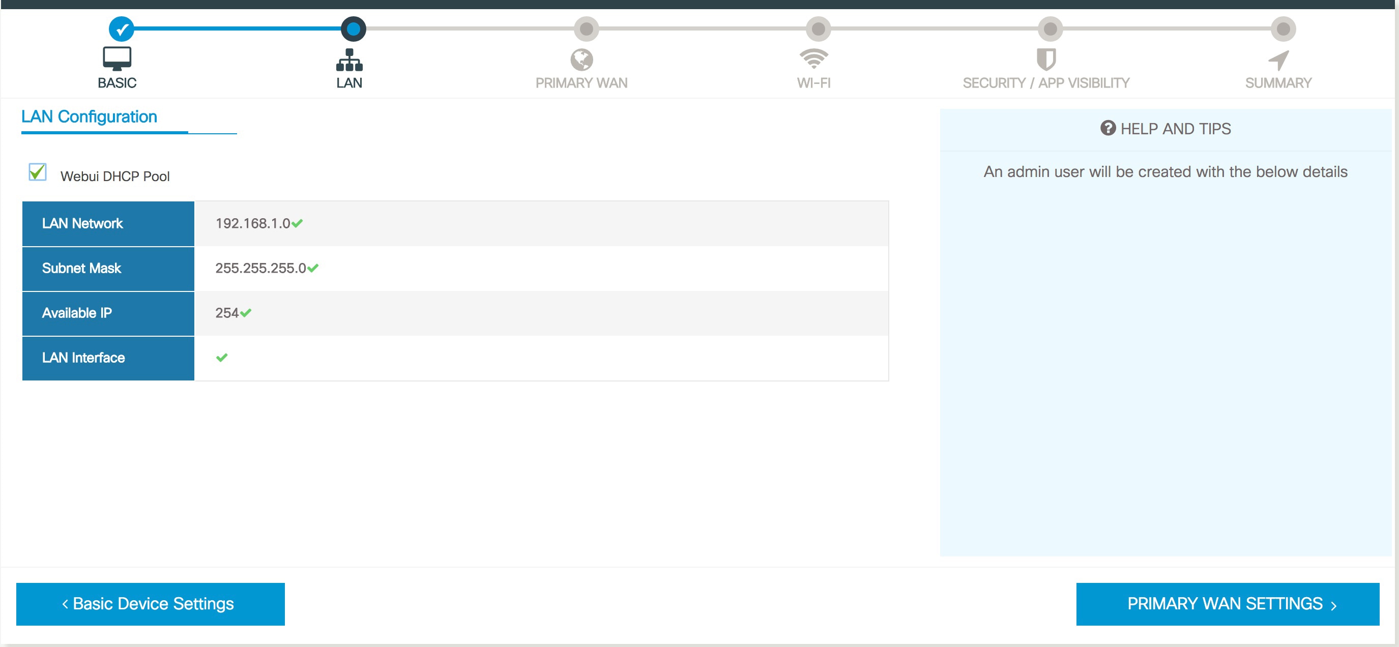 Steps to configure LAN settings