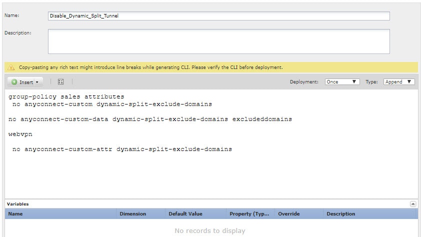 ダイナミック スプリット トンネリングを削除する FlexConfig オブジェクト。