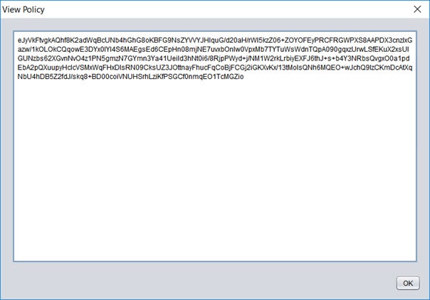 アプリごとのポリシーを定義する Base64 文字列。