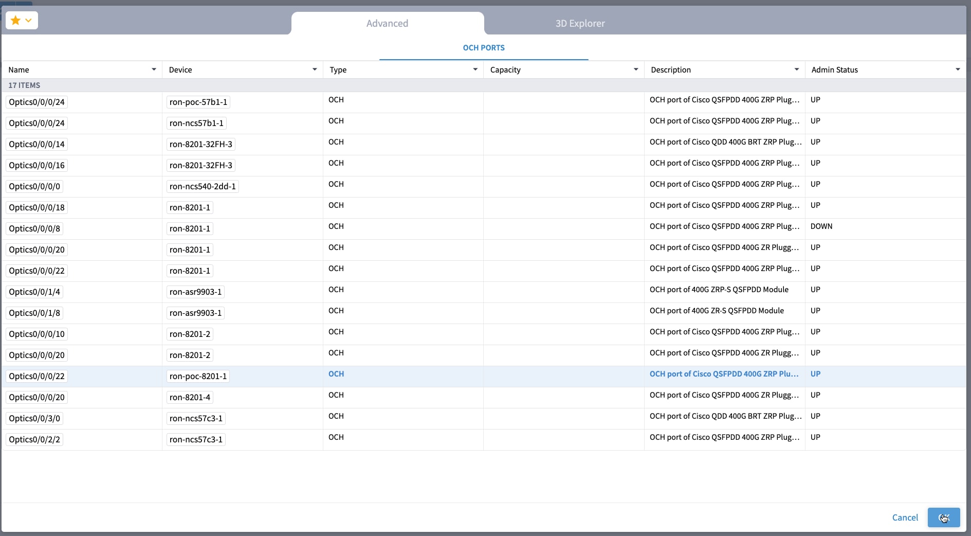 IP Link Creation Wizard - Port Selection