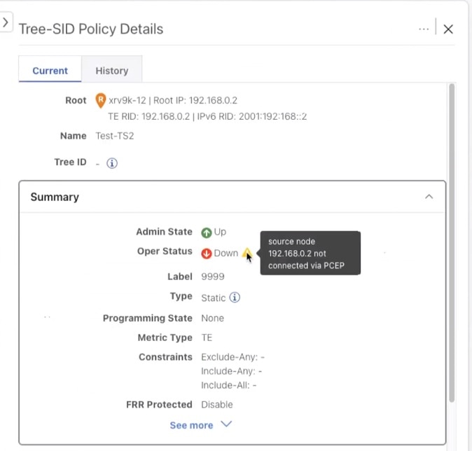 Source Node not available Warning symbol/message