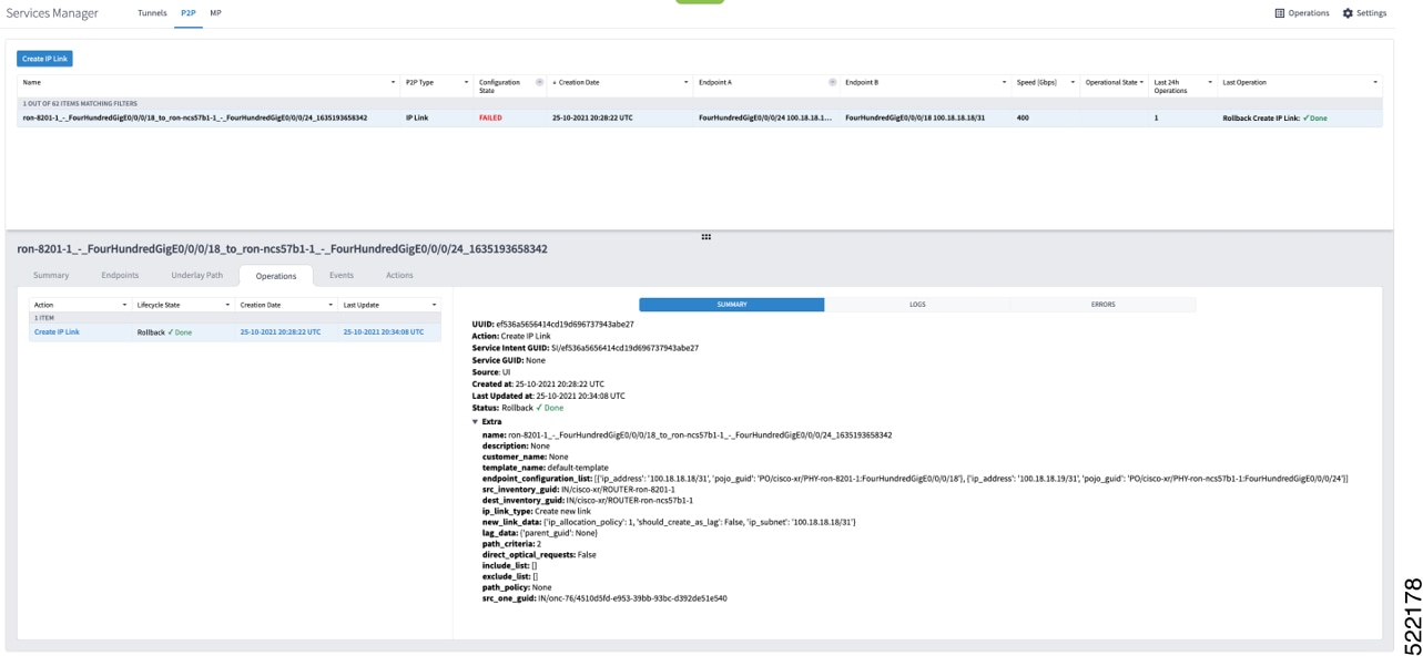 Crosswork Hierarchical Controller UI - Operations Tab