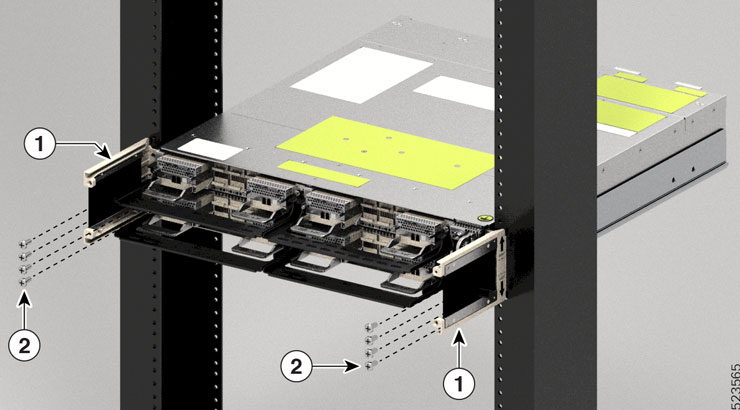 The image shows the fixing of the air filter side brackets to the NCS 1014.