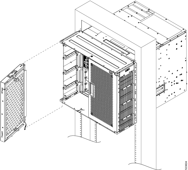 This image shows the installation of the door onto the frame.